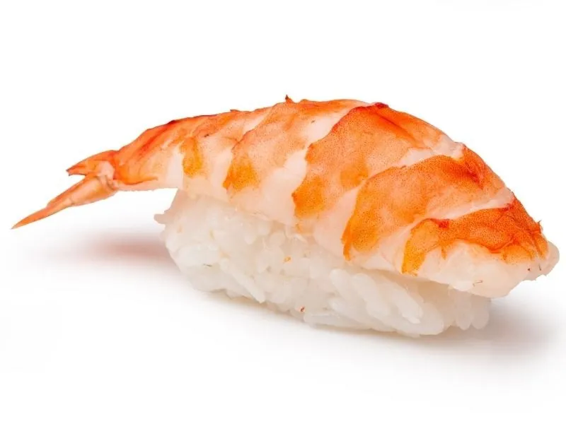 Sweet cooked shrimp nigiri with sushi rice at Sake Mian, a Japanese Restaurant in Ardmore